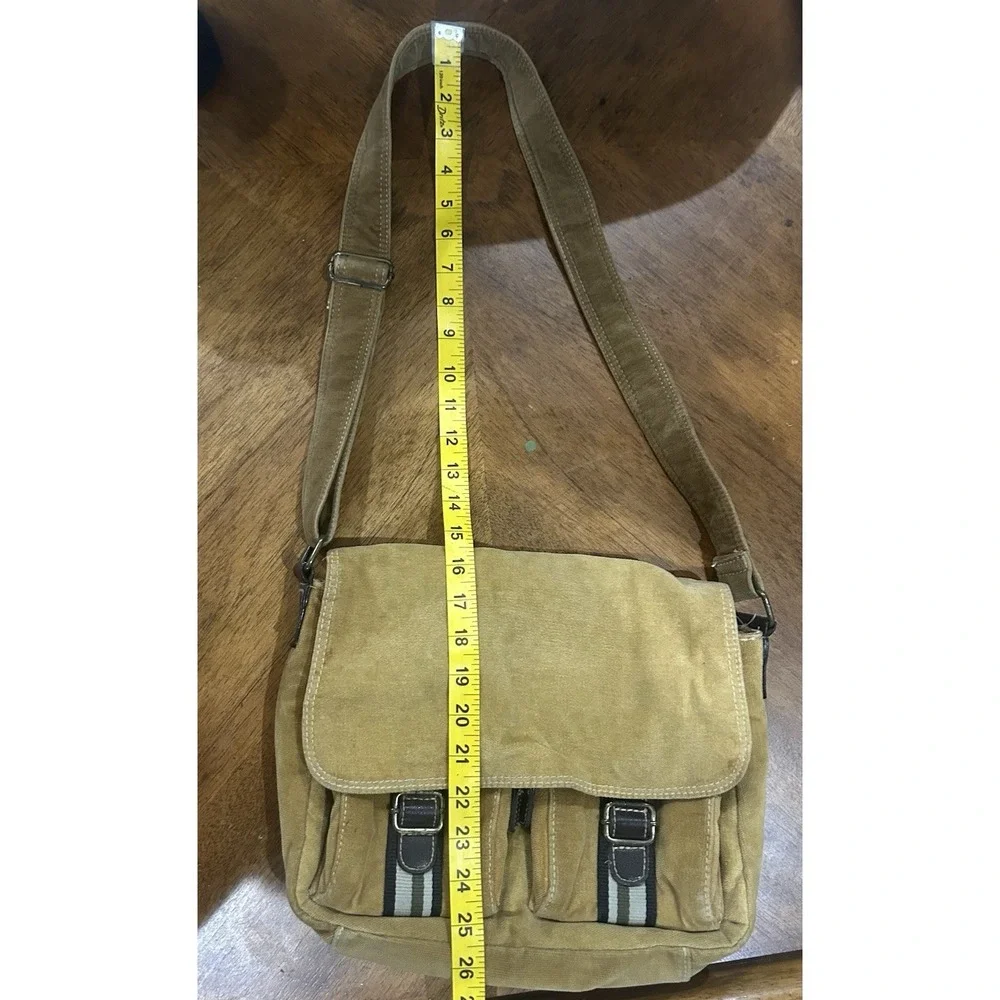 Vintage Y2K Canvas Messenger Bag Brown Boho Crossbody Shoulder Bag Elena Gilbert